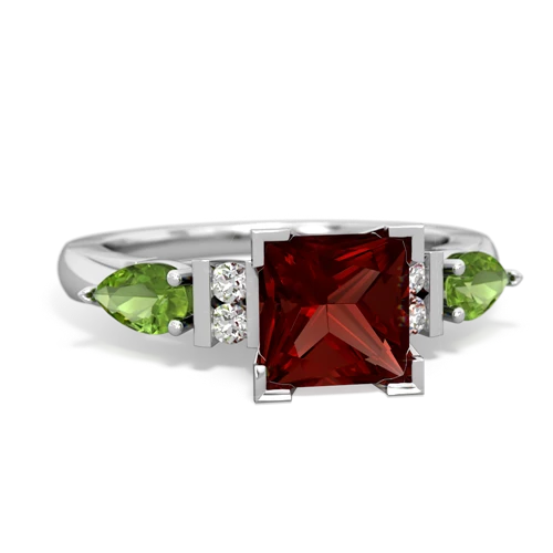 Garnet Genuine Garnet with Genuine Peridot and  Engagement ring Ring