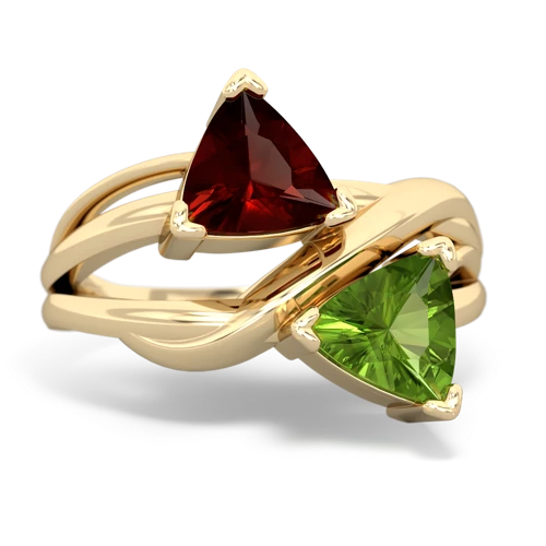 garnet-peridot filligree ring