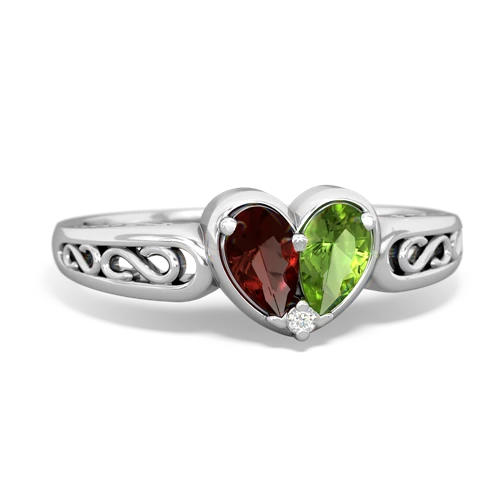 garnet-peridot filligree ring