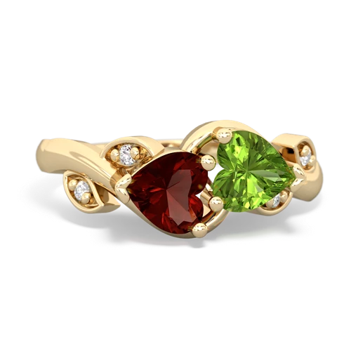 garnet-peridot floral keepsake ring