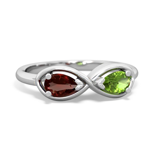 Garnet Genuine Garnet with Genuine Peridot Infinity ring Ring