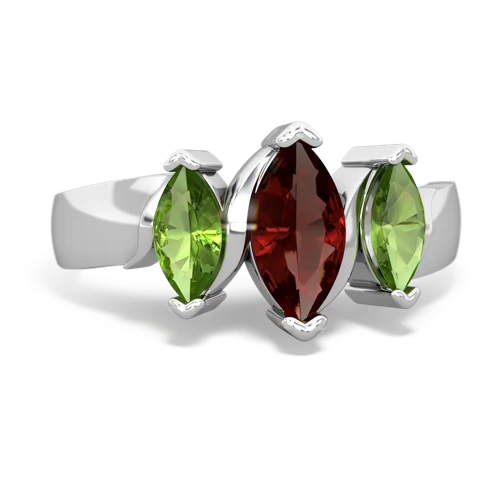Garnet Genuine Garnet with Genuine Peridot and Genuine Emerald Three Peeks ring Ring