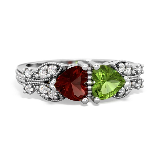 garnet-peridot keepsake butterfly ring