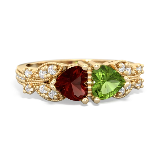 garnet-peridot keepsake butterfly ring