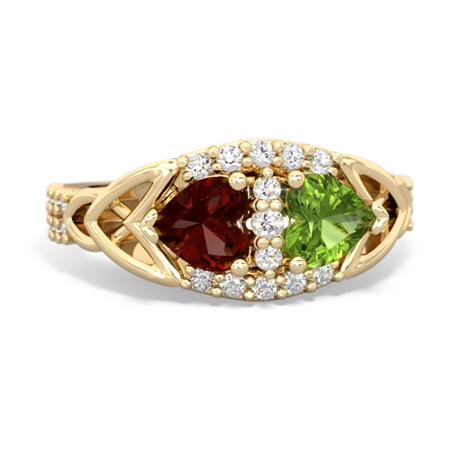 Garnet Genuine Garnet with Genuine Peridot Celtic Knot Engagement ring Ring