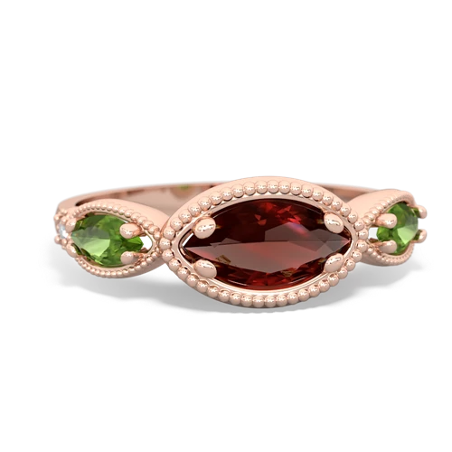 garnet-peridot milgrain marquise ring