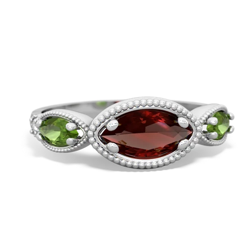 garnet-peridot milgrain marquise ring