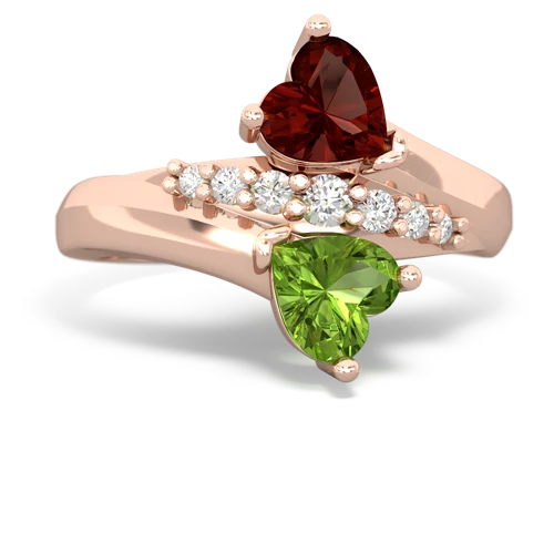 garnet-peridot modern ring