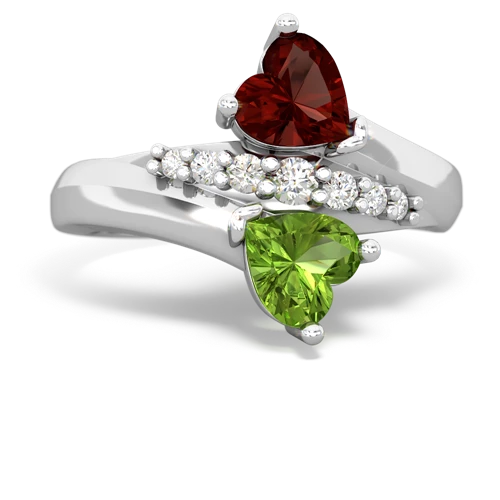 garnet-peridot modern ring