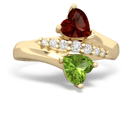 garnet-peridot modern ring