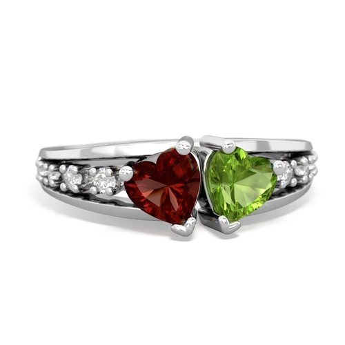 garnet-peridot modern ring