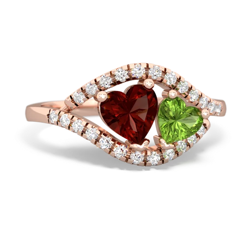 garnet-peridot mother child ring