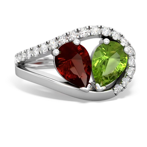 garnet-peridot pave heart ring