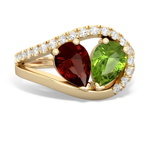 garnet-peridot pave heart ring