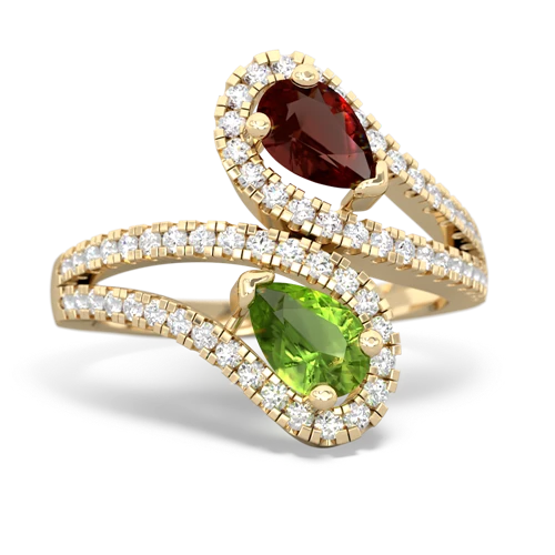 Garnet Genuine Garnet with Genuine Peridot Diamond Dazzler ring Ring