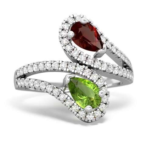 garnet-peridot pave swirls ring