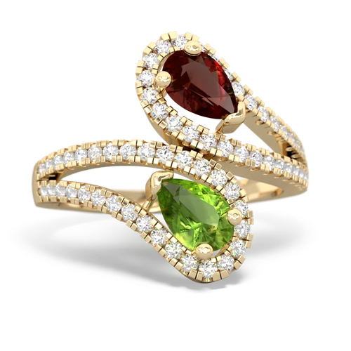 garnet-peridot pave swirls ring