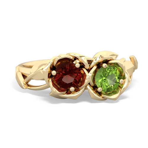 Garnet Genuine Garnet with Genuine Peridot Rose Garden ring Ring