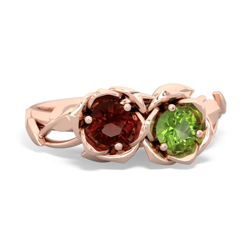 garnet-peridot roses ring