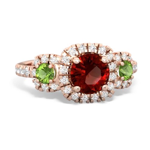 garnet-peridot three stone regal ring