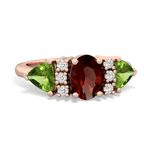 Garnet Genuine Garnet with Genuine Peridot and Genuine Emerald Antique Style Three Stone ring Ring