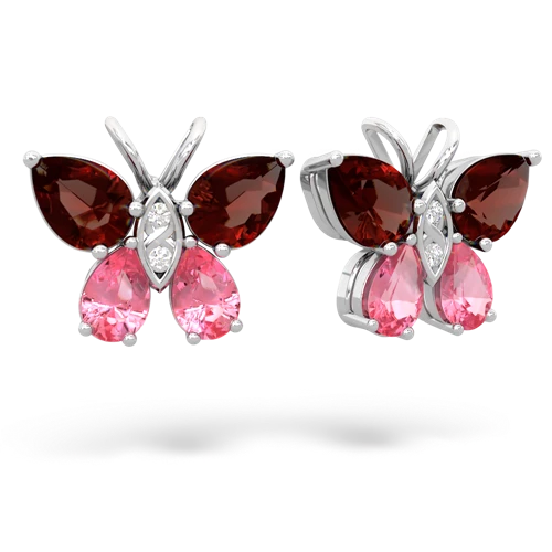 garnet-pink sapphire butterfly earrings