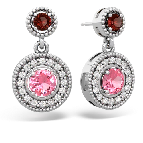 garnet-pink sapphire halo earrings