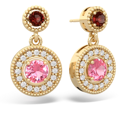 garnet-pink sapphire halo earrings