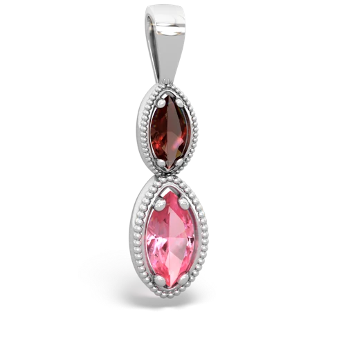 garnet-pink sapphire antique milgrain pendant