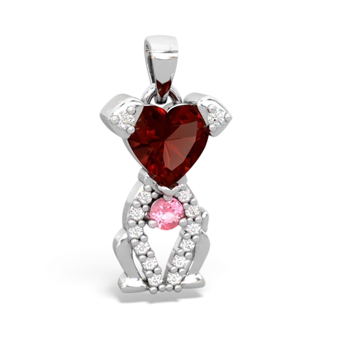 garnet-pink sapphire birthstone puppy pendant