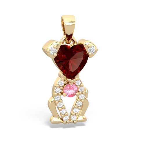 garnet-pink sapphire birthstone puppy pendant