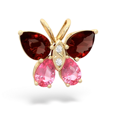 garnet-pink sapphire butterfly pendant