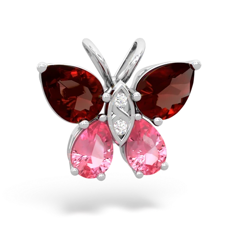 garnet-pink sapphire butterfly pendant