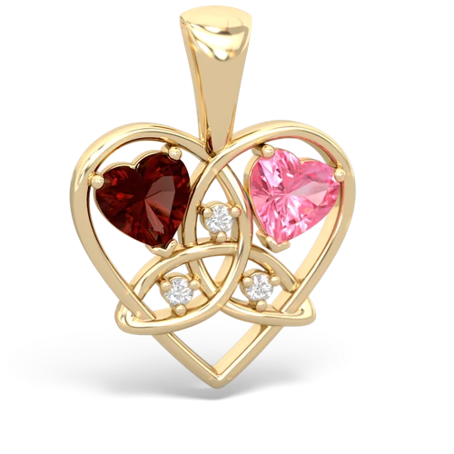 garnet-pink sapphire celtic heart pendant