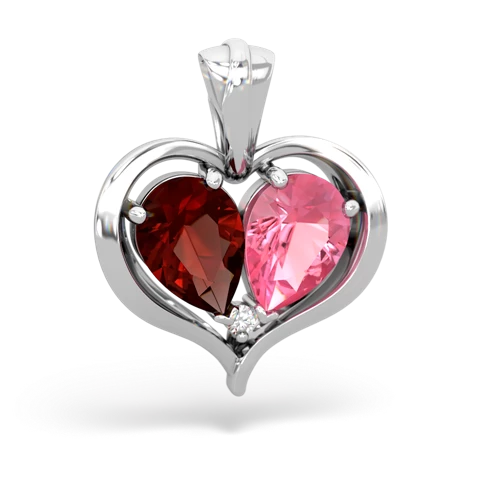 garnet-pink sapphire half heart whole pendant