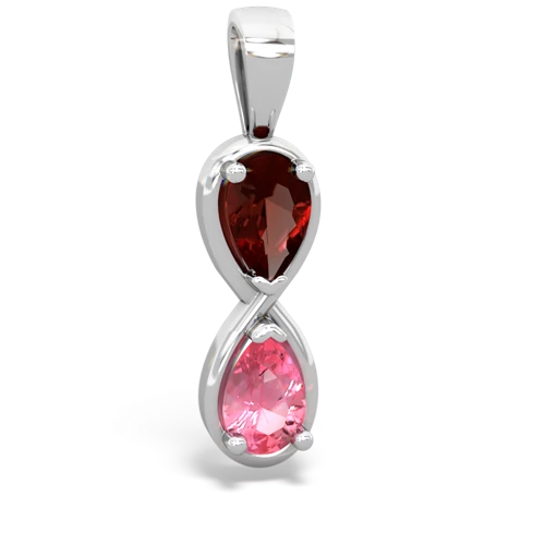 garnet-pink sapphire infinity pendant