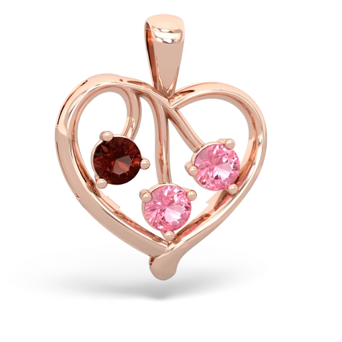 garnet-pink sapphire love heart pendant