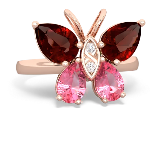 garnet-pink sapphire butterfly ring