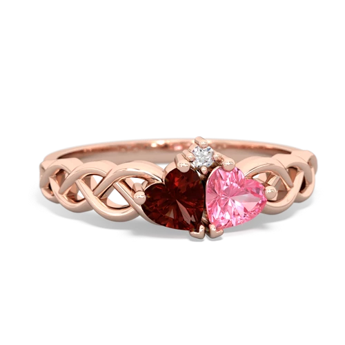 garnet-pink sapphire celtic braid ring