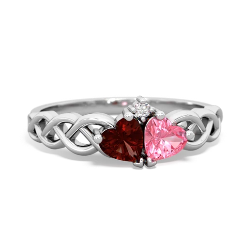 garnet-pink sapphire celtic braid ring