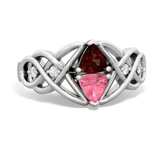 garnet-pink sapphire celtic knot ring