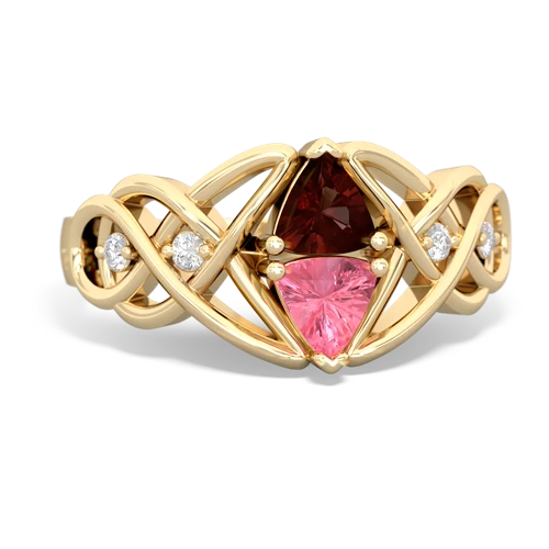 garnet-pink sapphire celtic knot ring