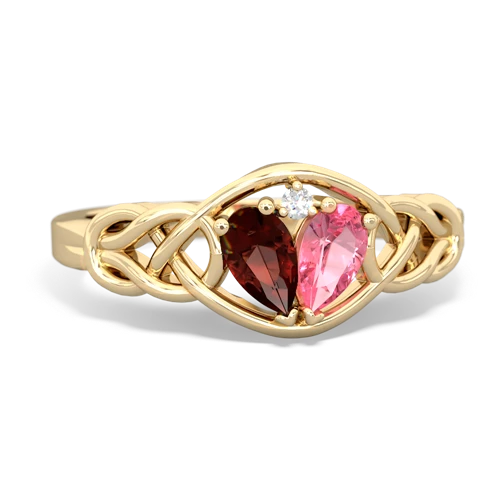 garnet-pink sapphire celtic knot ring