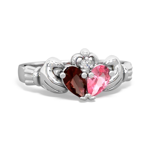 garnet-pink sapphire claddagh ring