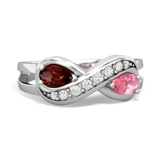 garnet-pink sapphire diamond infinity ring