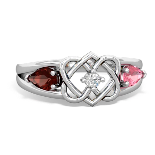 garnet-pink sapphire double heart ring