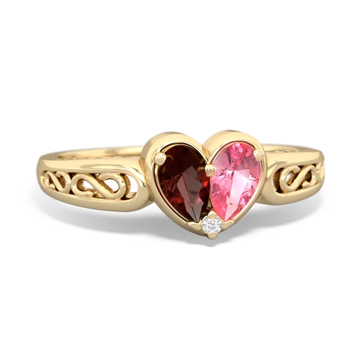 garnet-pink sapphire filligree ring