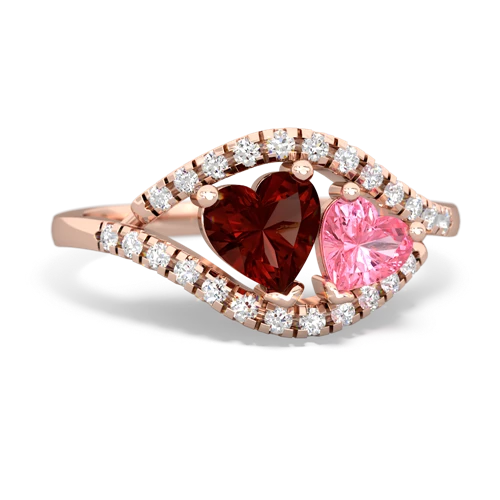 garnet-pink sapphire mother child ring