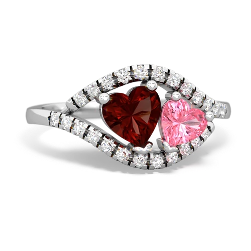 garnet-pink sapphire mother child ring