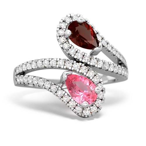 garnet-pink sapphire pave swirls ring